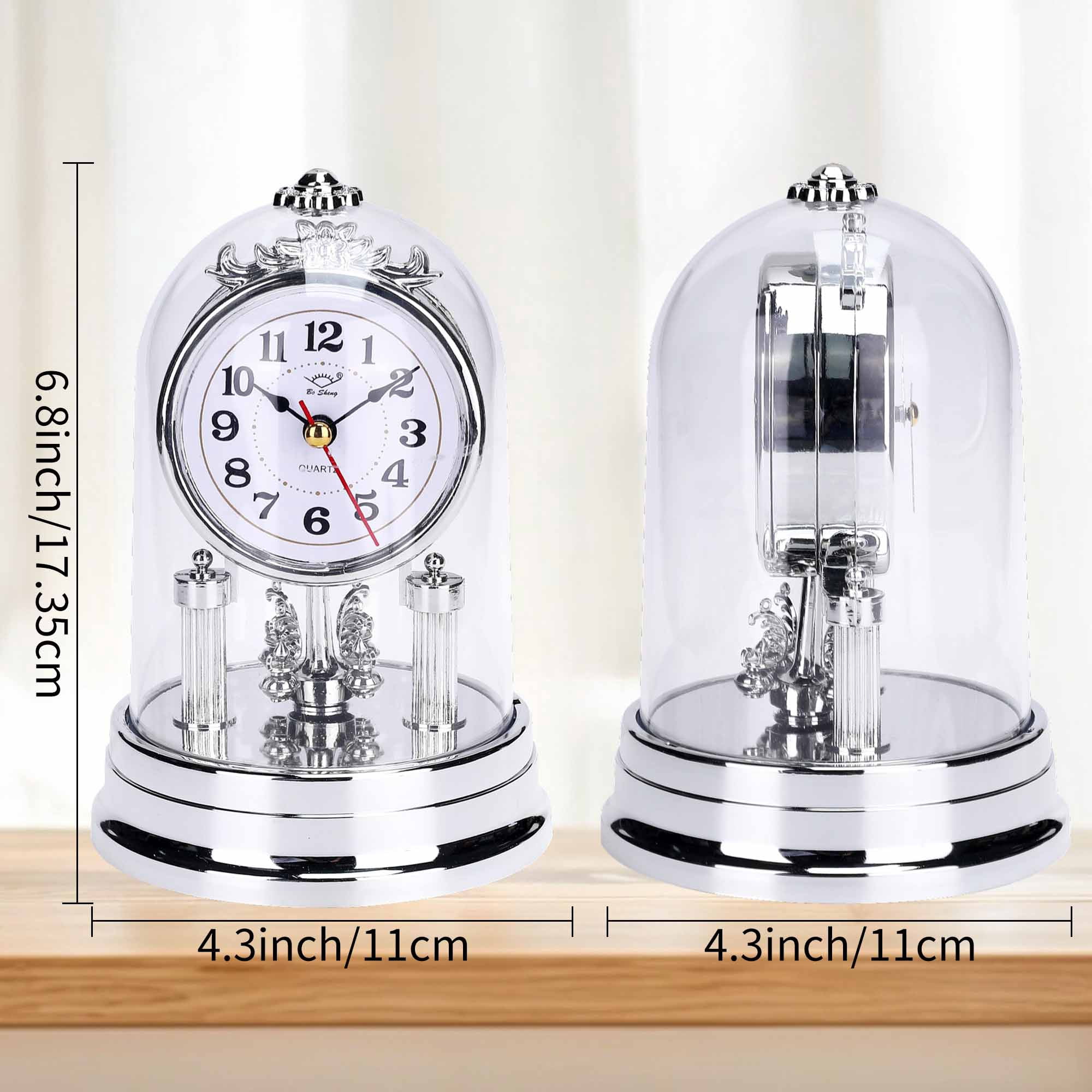 Unique Bargains Vintage Desk Clock Silent Retro Battery Operated Silver