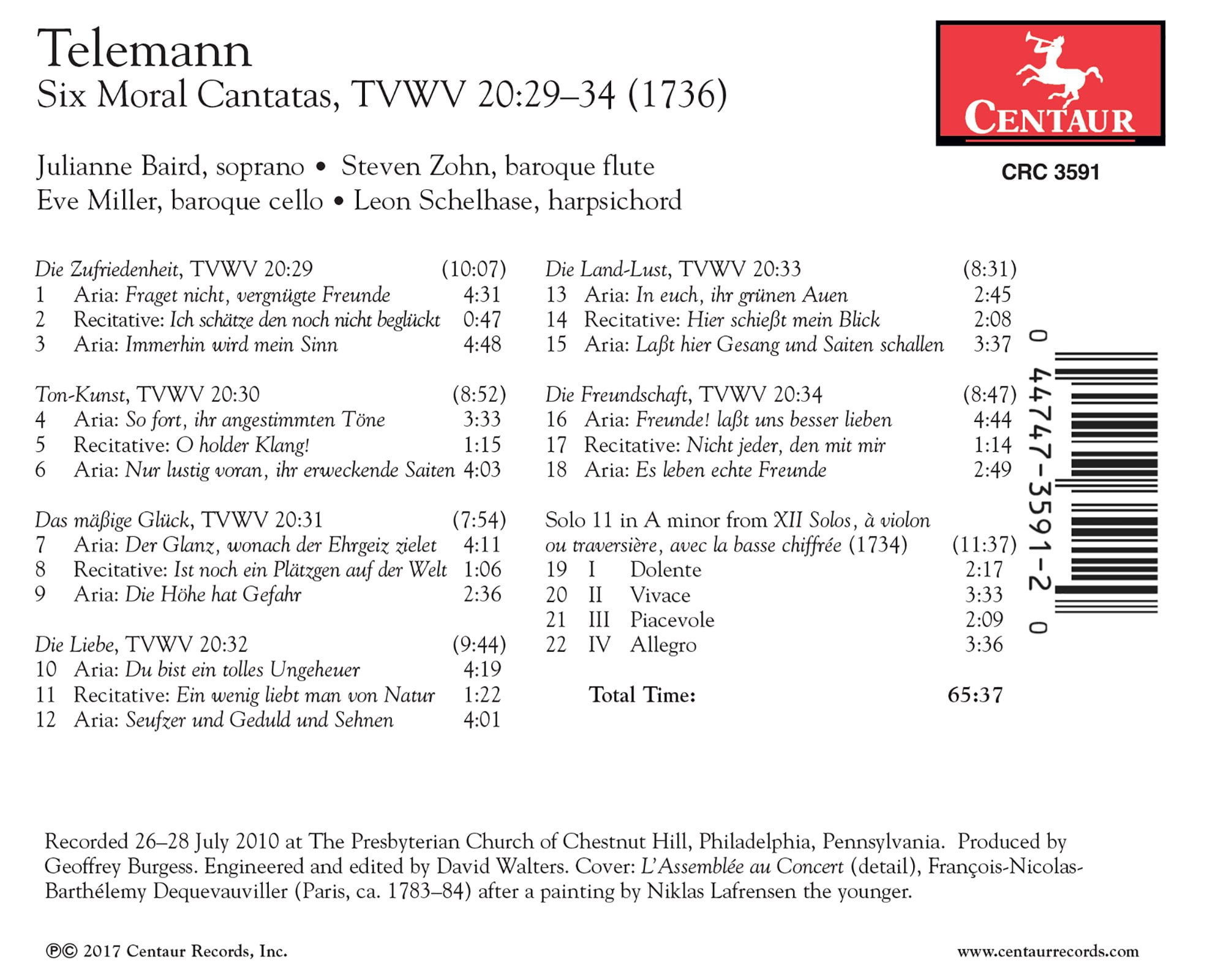 Telemann / Baird / Schelhase - Six Moral Contatas - Music & Performance - CD