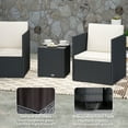 thumbnail image 5 of Outsunny 3 Piece Patio Furniture Set, Folding Outdoor Wicker Bistro Set with Cushions and Glass Coffee Table, Easy Assembly for Porch, Balcony, Black, 5 of 8