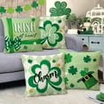 thumbnail image 6 of St Patricks Day Shamrock Decorative Throw Pillow Covers 18 x 18 Set of 4, Lucky Charm Clover Top Hat Porch Outdoor Pillowcase, Spring Irish at Heart Plaid Farmhouse Cushion Case Home Decor, 6 of 6