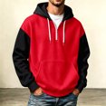 thumbnail image 2 of Bainana Men'S Half Zip Hoodie Long Sleeve Cozy Hoody Color Block Hooded Tops Party Wear Fall Outfit Size Xl, 2 of 4