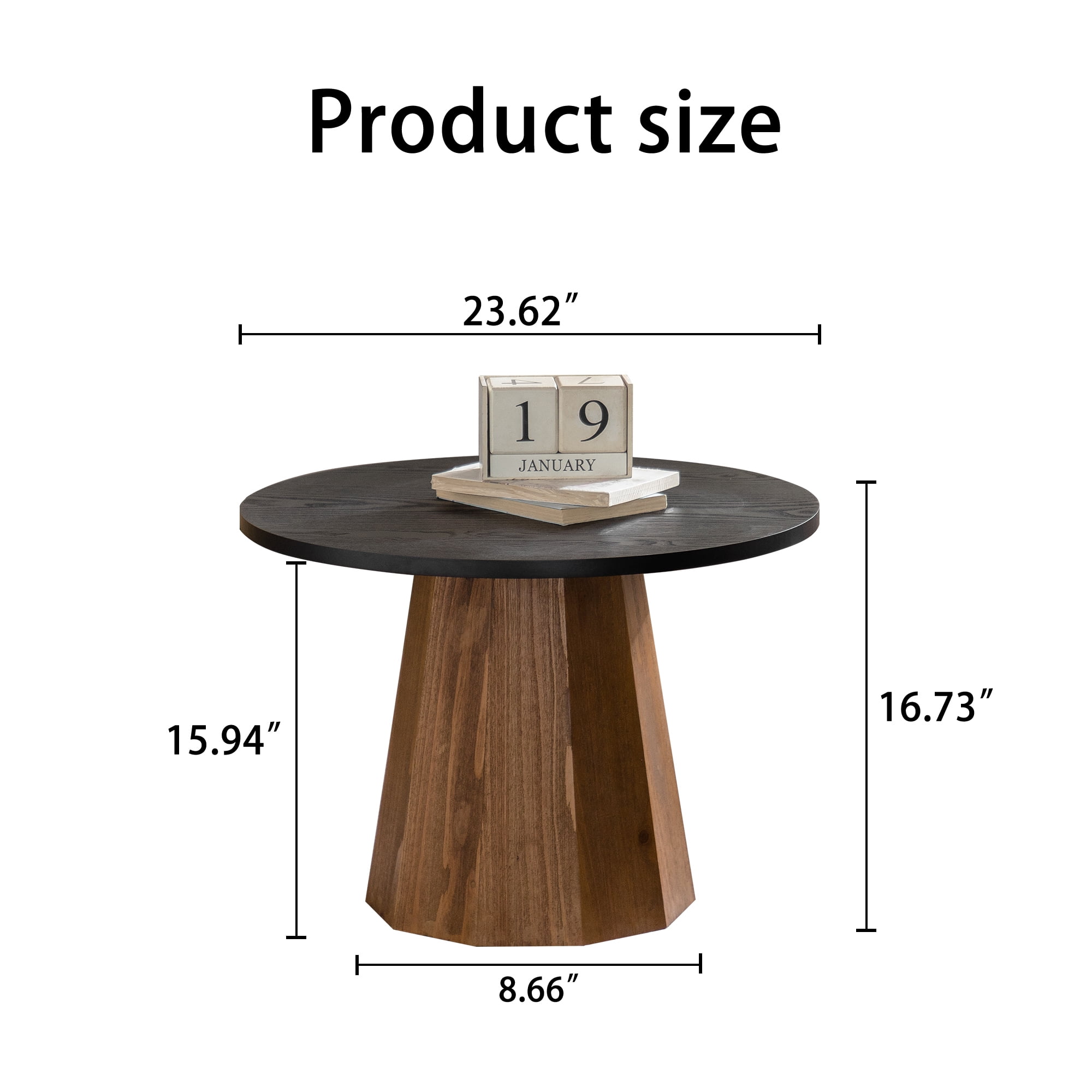 Leumius Round Coffee Table Sturdy Pedestal Wooden Tea Table for Living Room Apartment Easy to Assemble Black 2