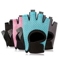thumbnail image 2 of Guantes de fitness para mujer, guantes deportivos antideslizantes para hombre, de verano, con palma hueca de medio dedo, protector de muñeca, equipo de entrenamiento, ejercicio de yoga, 2 of 4
