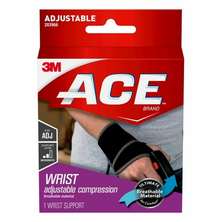 ACE Brand Wrist Support, Adjustable, Black, (Best Position To Sleep With Broken Wrist)