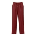 thumbnail image 4 of sususu Two Piece Sets for Women,Matching Set Trousers Suit Set With Long Sleeve High Neck Top And Wide Leg High Waist Pants Comfortable Outfit For Various Occasions - Wine, 4 of 6