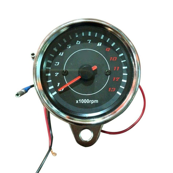 YellowDell 12V Universal Motorcycle Tachometer Meter LED Backlight 13K RPM Shift silver