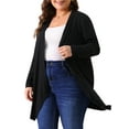 thumbnail image 4 of Agnes Orinda Plus Size Cardigan for Women Long Sleeve Open Front Lightweight High Low Hem Draped Cover Ups 1X Black, 4 of 6