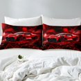 thumbnail image 3 of Erosebridal Housse de Couette Voiture de Course Rouge Simple, Literie Nid d'Abeille Taille Simple, Déco de Chambre Sports Moderne, Réversible 2 Pcs (Sans Couette), 3 of 6