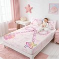 thumbnail image 3 of Manfei Pink Coquette Pearl Bow Seashell Full Size Sheets for Girls, Cute Girlish Print Bed Sheets 4-Piece, 1 Flat Sheet, 1 Fitted Sheet and 2 Pillowcases, 3 of 6