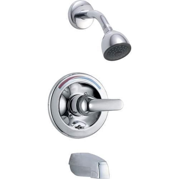Delta T13691 Chrome Round 1 Handle Commercial Bath and Shower Valve Trim with Push Button Diverter