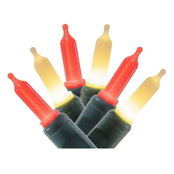 Vickerman X6G7531F 50 Light x 6 in. Frosted LED Red & White with Green Wire Italian Light Set with Spacing