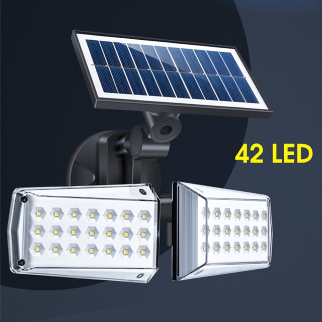 Lampe à Induction Solaire à Double Tête 80/42 LEDS Étanche Extérieur