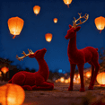 thumbnail image 4 of Festive Elk Decoration Set – Standing and Lying Flocked Elks, Ideal for Christmas Tabletop Display, 4 of 10