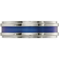 thumbnail image 3 of Titanium Edward Mirell Gray 7mm Blue Anodized Flat Grooved Band (Size 8) Made In United States emr103-7mm-8, 3 of 5