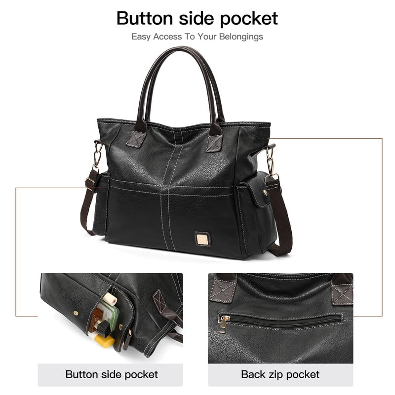 GAEKEAO Women's Shoulder Bag Plain Vintage Metal Buckle Zip Large Capacity Travel Tote Bag adjustable strap satchel Crossbody Handbag