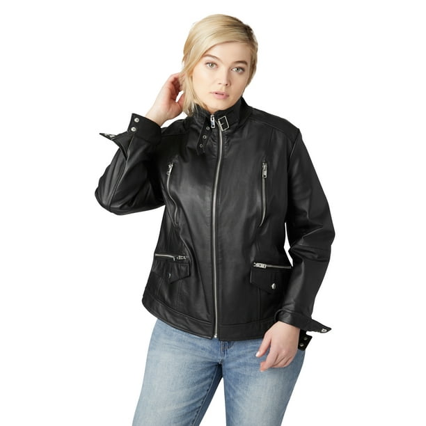 black leather jacket women
