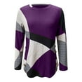thumbnail image 4 of Dyfzdhu Long Sleeve T-shirt For Women Patchwork Printed Round Neck Loose Long Sleeve Top With Buttons Casual Top, 4 of 6