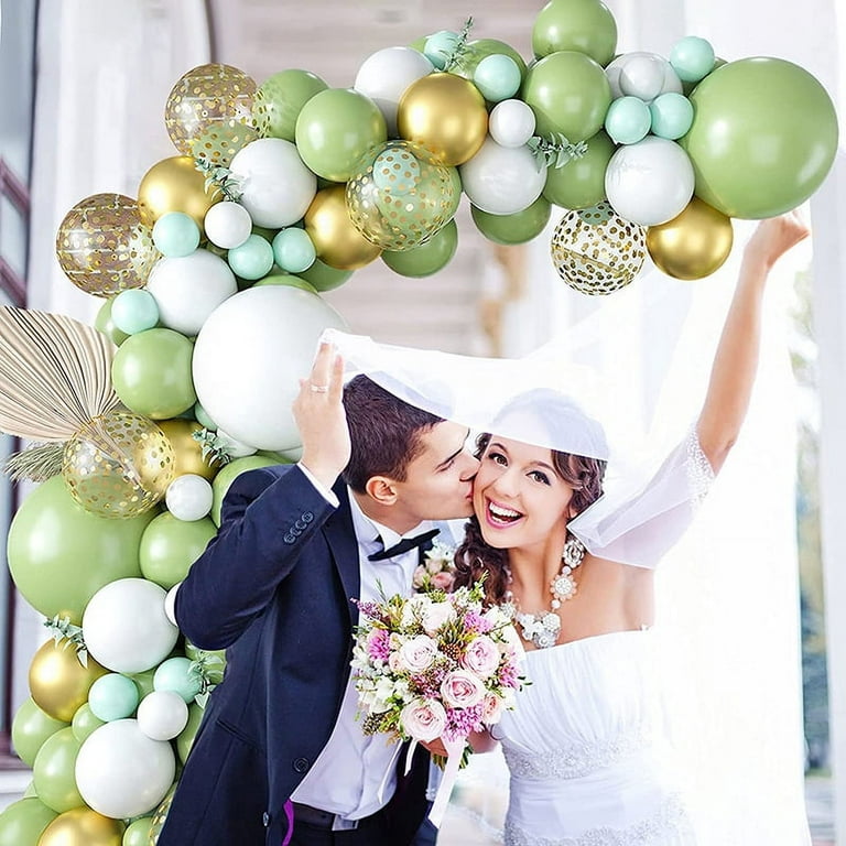 152 Pz Palloncini verde oliva Arch Garland Kit - Gold Confetti Balloons Set  per il compleanno di nozze Baby Shower Decorazioni per feste