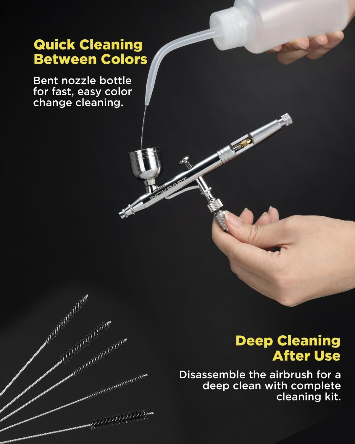 InoKraft Airbrush Tool Set with Trigger Gun, Siphon Feed, 4-Piece Set