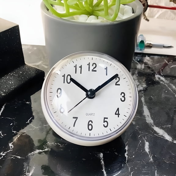 DESIGNICE Alarm Clock,Mini Suction Cup Wall Clock Bathroom Anti Fog Clock Kitchen Bathroom Clock Small Quartz Clock Table Clock,Alarm Clocks For Bedrooms,Digital Clock