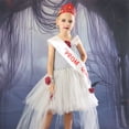 thumbnail image 6 of Halloween Prom Queen Dress, Black Tulle Gown with Red Rose & Sash, No Crown Included for Stage Performance, L, 6 of 7