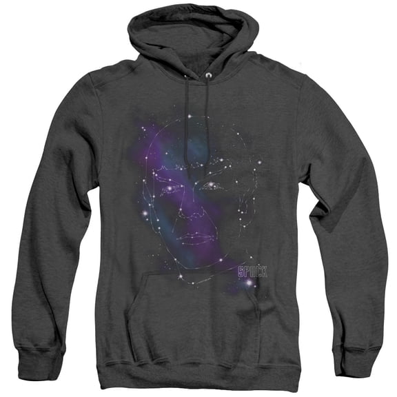 Star Trek Spock Constellations Adult Heather Hoodie Sweatshirt Black