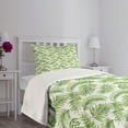 thumbnail image 3 of Ambesonne Palm Leaf Quilted Bedspread Set 2 Pcs, Exotic Tree Hawaiian, Twin Size, Fern Green, 3 of 5