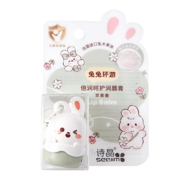 Lip Repair Stick,Lip Balm,Moisturizing Lip Care,Portable Kids Fruity Cute Rabbit Flavored Lip Balm with Keychain A3W8