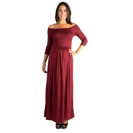

24seven Comfort Apparel Off Shoulder Maternity Maxi Dress