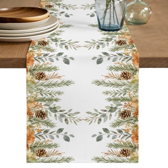 Table Runners 90 Inches Long Dress Scarves, Fall Maple Leaf Farmhouse Coffee/Dining/Kitchen Table Decor Table Runner for Living Room, Farmhouse Vintage Country Pinecone Branch 13x90 Inch