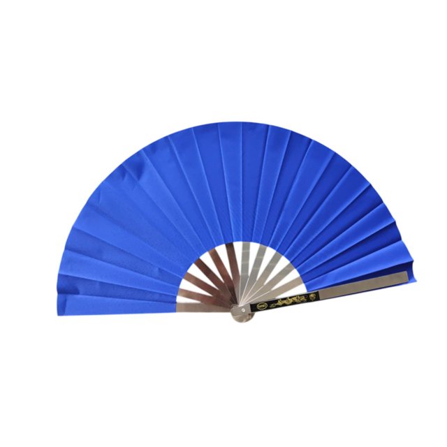Ventilador de mano plegable de acero inoxidable Fan de mano de mano Ventilador de artes marciales para los accesorios de baile Teatro Show Performance azul
