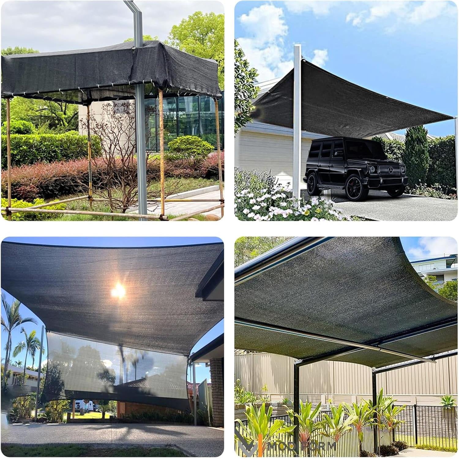 SUNNY GUARD 55% Sun Shade Cloth with Grommets 6/6.5/8/10/12/16.5/20 FT Sunblock Mesh Cover Net Garden Patio Yard, 10'x12' Black