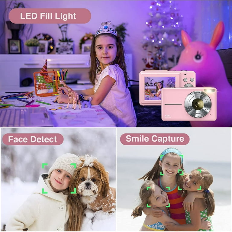Digital Camera Kids Camera with 32GB Card FHD 1080P 44MP Portable