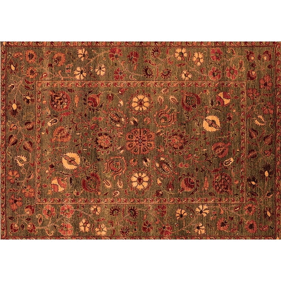 Ahgly Company Indoor Rectangle Oriental Orange Traditional Area Rugs, 5' x 7'