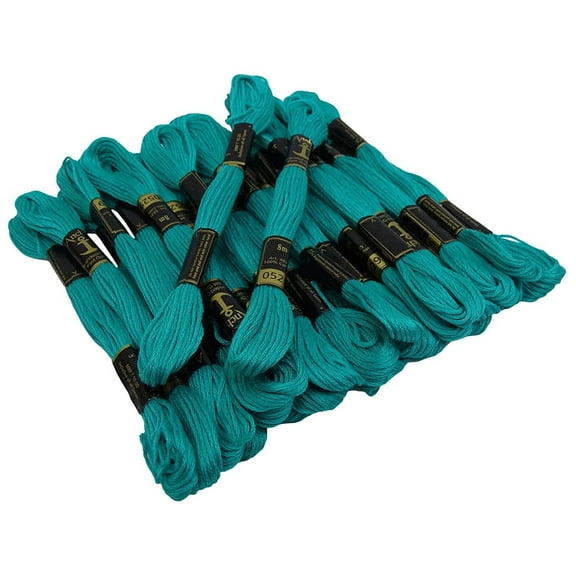 IBA Indianbeautifulart Hand Cross Stitch Stranded Cotton Embroidery Thread Floss Pack of 25 Skeins-Teal Green