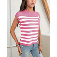 thumbnail image 5 of Women'S Crew Neck Top Thick Needle Casual Striped Sweater Pink L, 5 of 7