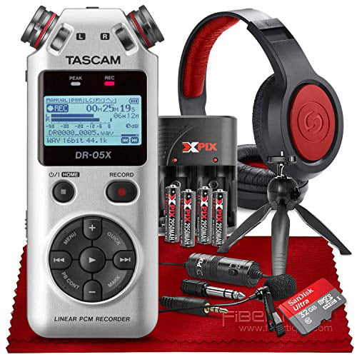 Tascam DR-07X Stereo Handheld Digital Audio Recorder with USB Audio Interface Accessories Bundle Table Tripod 32GB 