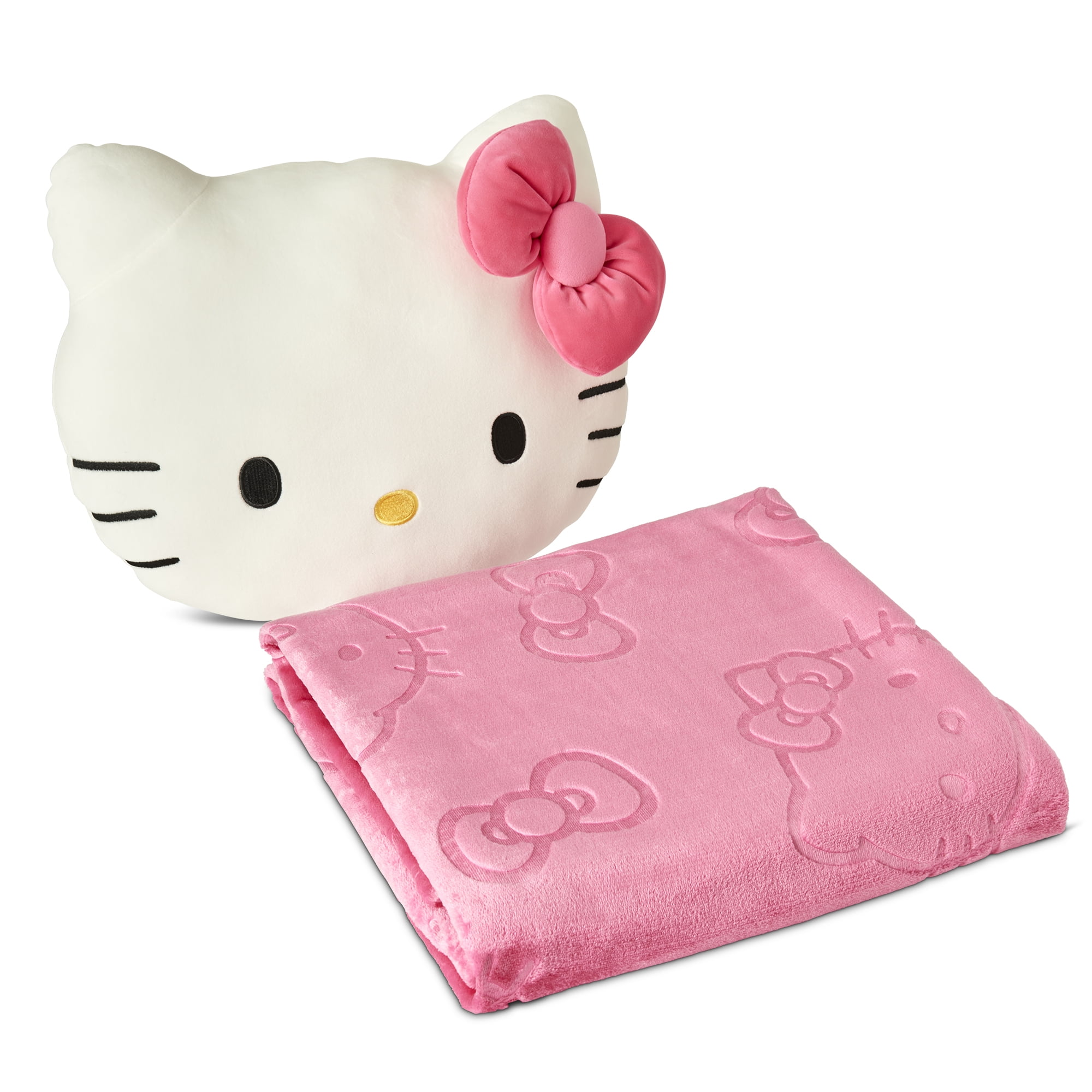 Hello Kitty Impressions Cloud Plush Pillow with Throw Blanket Set