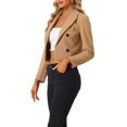 thumbnail image 4 of INSPIRE CHIC Cropped Blazer Jacket for Women's Notched Lapel Collar Casual Office Blazers XS Khaki, 4 of 5