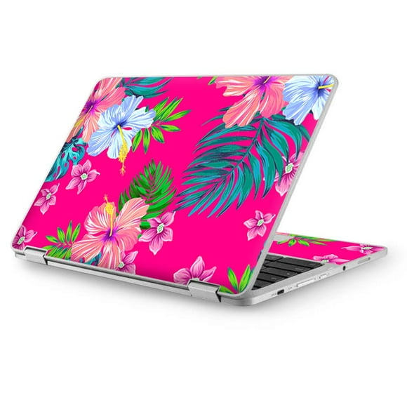 IT'S A SKIN Chromebook 12.5 Laptop Notebook Skins Vinyl Stickers Cover Decals Wrap - Pink Neon Hibiscus Flowers
