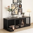 thumbnail image 2 of NARTRU Dog Crate Furniture with Dog Feeder, 86.6 inch Wooden Dog Kennel Furniture with Divider, Black, 2 of 8