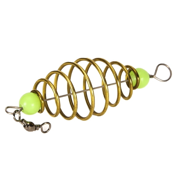 BESTSKY 20Pcs Inline Carp Fishing Feeder, Stainless Steel Spring Bait Cage with Luminous Beads for Trout, Bass & Panfish