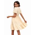 thumbnail image 2 of Robe d'Été Boho à Pois en Dentelle Col en V Manches Courtes Robe Trapèze Fluide Mini Robe Abricot TG, 2 of 10