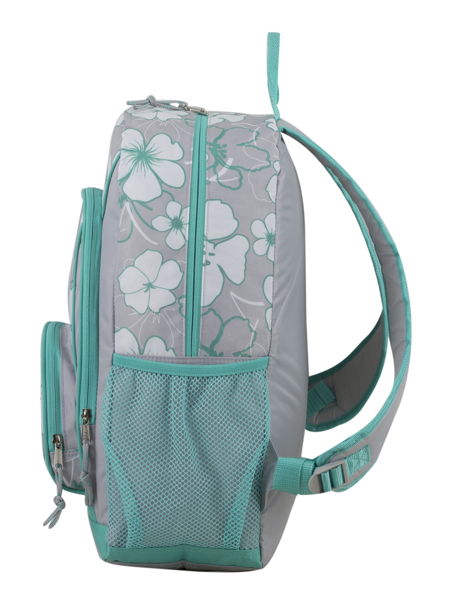 Eastsport Unisex Triple Pocket Backpack, Gray Mint Floral