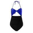 thumbnail image 3 of Sngxgn Swimsuit Women Criss Cross Back Print Bathing Suits Modest Swimwear(Blue,L), 3 of 4