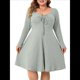 thumbnail image 3 of Vestido Casual de Mujer de Talla Grande con Cuello Cuadrado, Larga y Canalé. Gris XXXL, 3 of 10