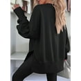 thumbnail image 5 of Womens Oversized Sweatshirts Crew Neck Long Sleeve Shirts Casual Loose Slit Fall Outfits Black L, 5 of 7