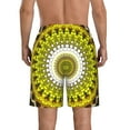 thumbnail image 3 of Naloa Yellow Mandala Men's Beach Shorts, Surfing shorts, Swim trunks, Quick Dry Swim Trunks for Surfing Beach Fun - Small, 3 of 9