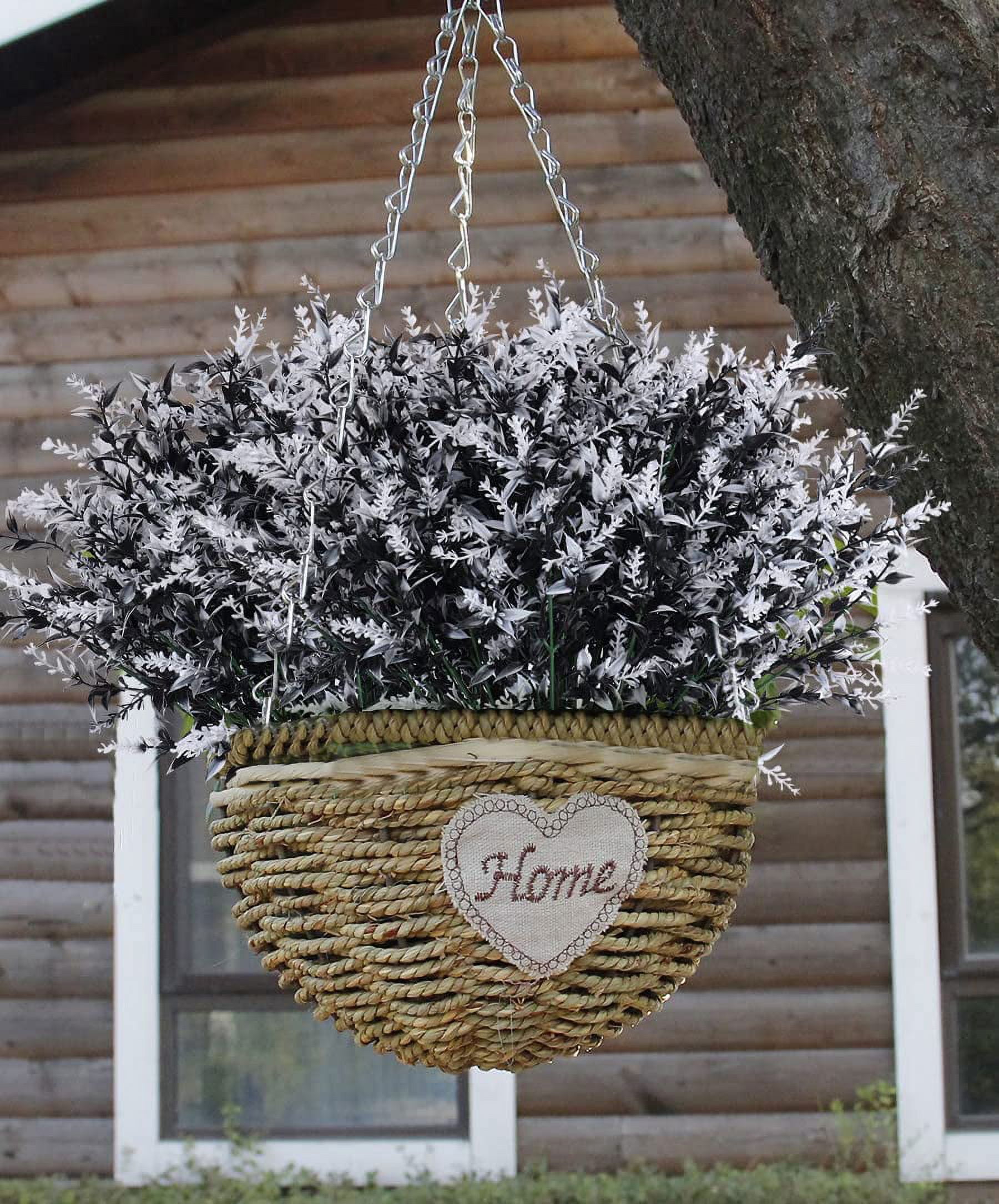 RECUTMS Artificial Lavender Flowers 8 Bundles Outdoor UV Resistant Fake Flowers Plastic Plants for Home Decor(Black+White)