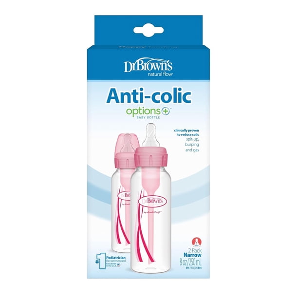 Botella Dr. Brown's Pink de 240 ml (paquete de 2) para recién nacidos